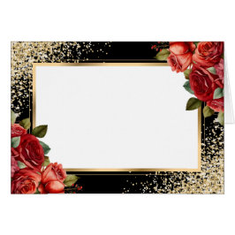 Rosas Rojas Oro Negro Confeti Floral