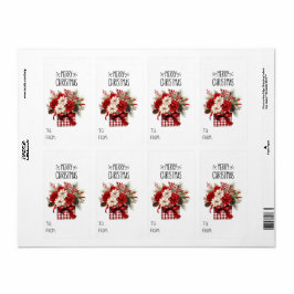 Rosas rojas Pegatinas de regalo + Navidades de pun