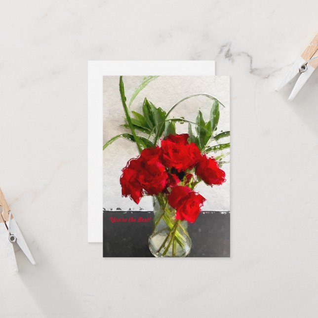 Rosas rojas pintadas sobre fondo blanco y negro (Anverso/Reverso In Situ)