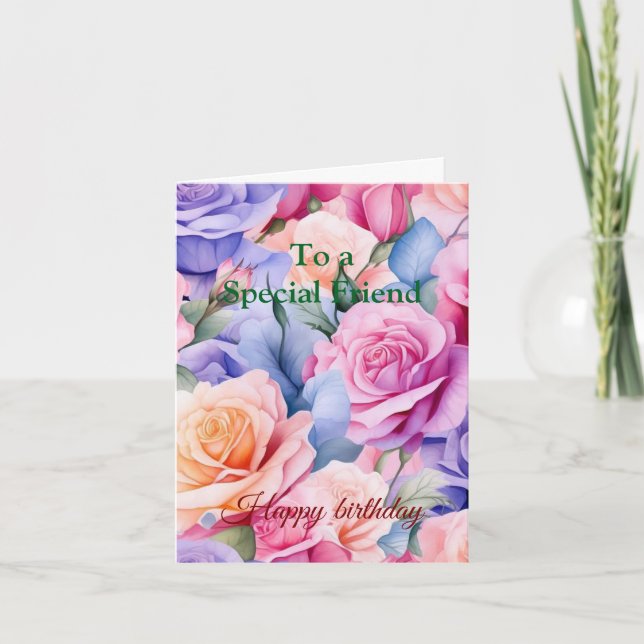 Rosas rojas rosadas para tarjeta de cumpleaños esp (Anverso)