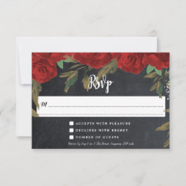 Rosas rojas tarjeta de respuesta RSVP floral boho