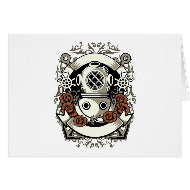 Rosas Rojas Victorianas Steampunk Buzo de Mar Prof (Anverso (Horizontal))