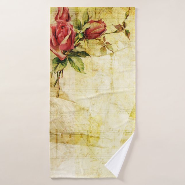 Rosas rojas vintage, elegantes (Toalla de baño)