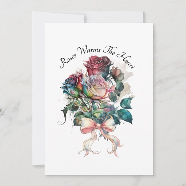 Rosas rojas y rosadas con tarjeta de lazo (Anverso)