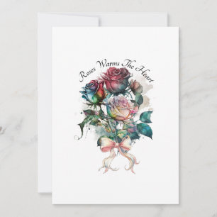 Rosas rojas y rosadas con tarjeta de lazo