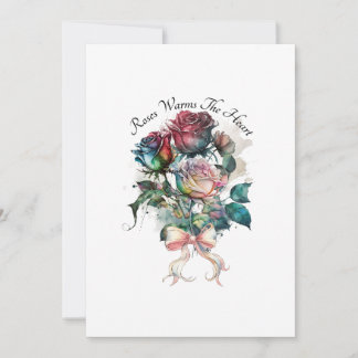 Rosas rojas y rosadas con tarjeta de lazo