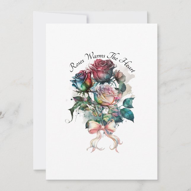Rosas rojas y rosadas con tarjeta de lazo (Anverso)