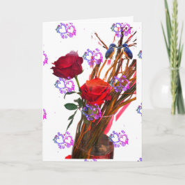 Rosas rojas y tarjeta poética