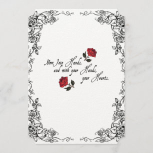 Rosas rojos de Shakespeare que casan la invitación