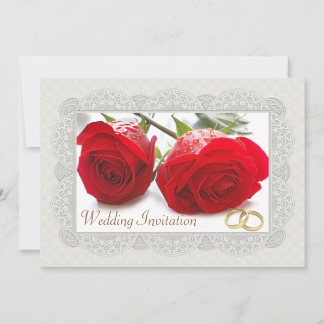 Rosas rojos que casan la invitación (Anverso)