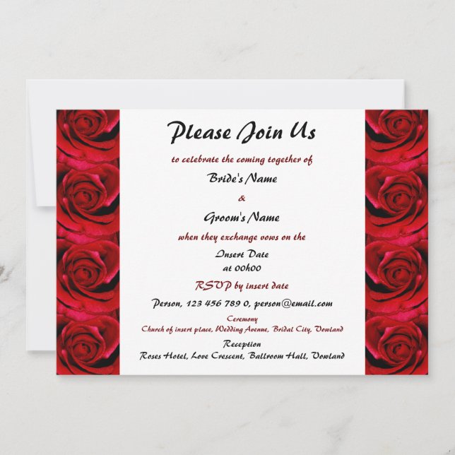 rosas rojos que casan las invitaciones - (Anverso)