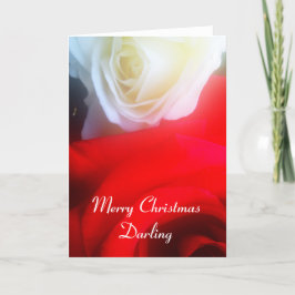 Rosas rojos y blancos de la tarjeta de Navidad