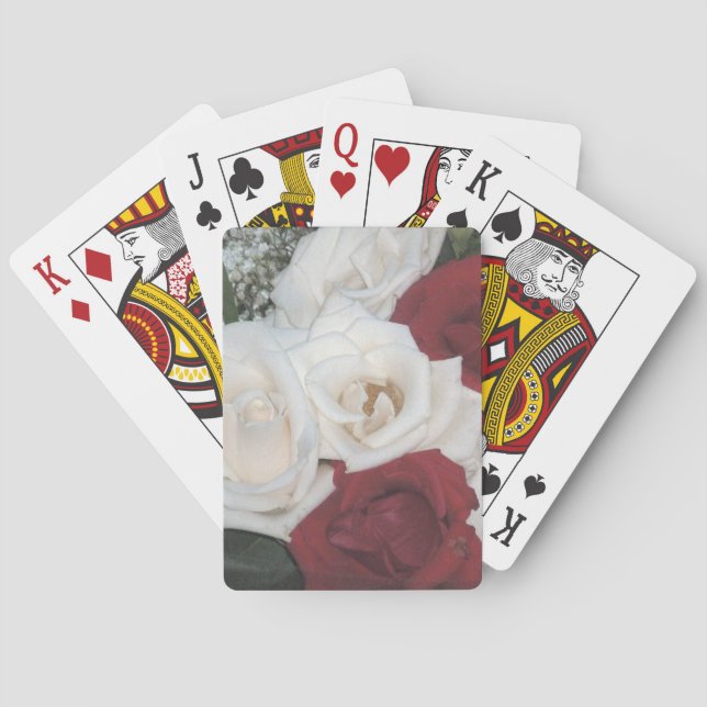 Rosas rojos y blancos jugando cartas (Reverso)