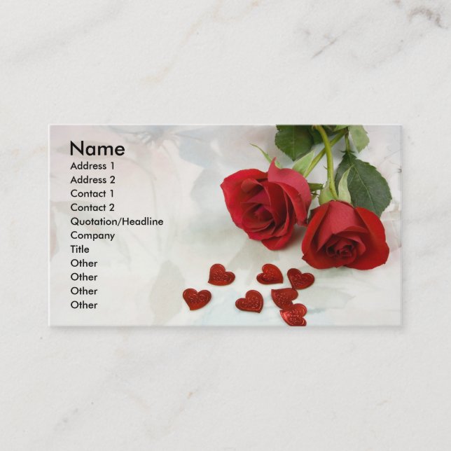 ROSAS ROJOS Y TARJETAS DEL PERFIL DE LOS CORAZONES (Anverso)