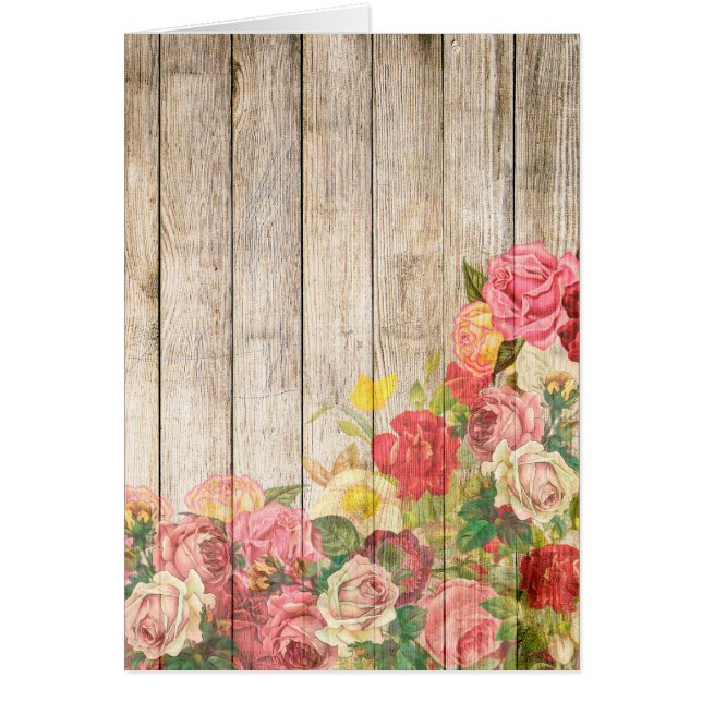Rosas Románticas Rústicas Vintage de Madera (Frente)