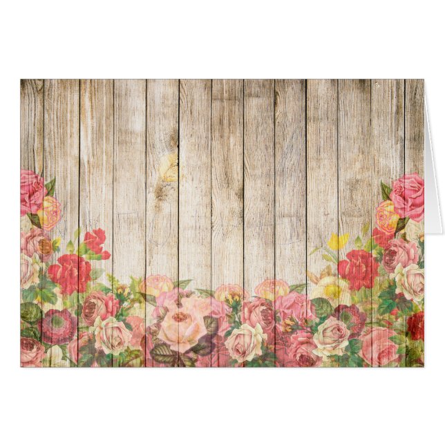 Rosas Románticas Rústicas Vintage de Madera (Anverso (Horizontal))