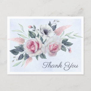 Rosas románticas Tarjeta postal de agradecimiento