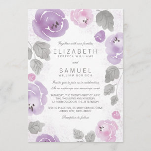 Rosas románticos de acuarela de Lilac Invitación a