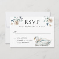 Rosas románticos y matrimonio de cisnes RSVP