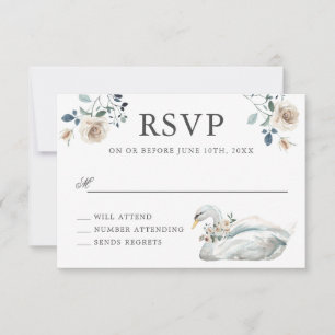 Rosas románticos y matrimonio de cisnes RSVP