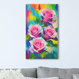 Rosas rosadas brillantes arte de pintura digital a