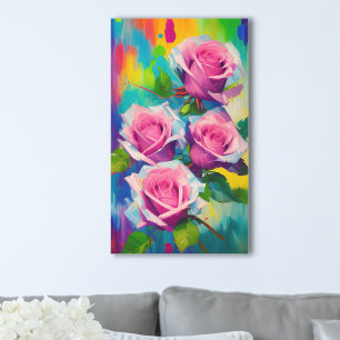 Rosas rosadas brillantes arte de pintura digital a