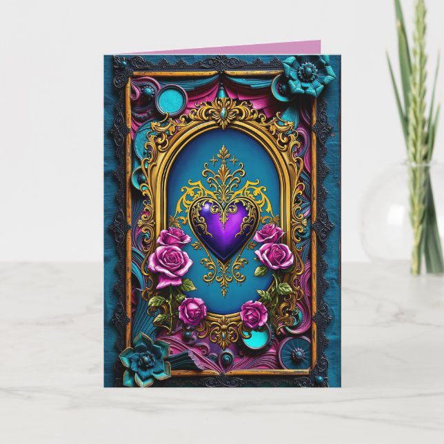 Rosas rosadas del corazón púrpura (Anverso)