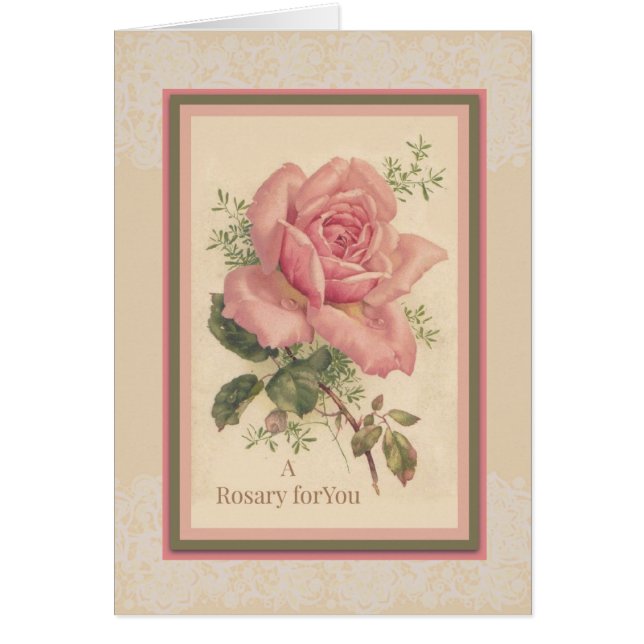 Rosas rosadas del Rosario Santo católico rezando p (Frente)