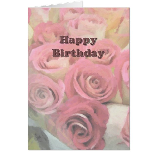 Rosas rosadas felices de cumpleaños (Frente)