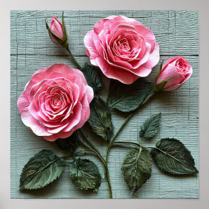 Rosas rosadas Flores Arte floral romántico para pa