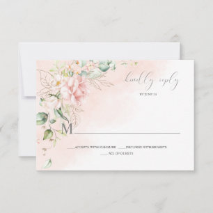 Rosas rosadas hojas de oro verdor RSVP