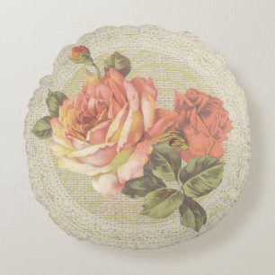 rosas rosadas naranjas y almohada vintage floral d