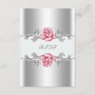 Rosas rosadas plata 25º aniversario de bodas RSVP