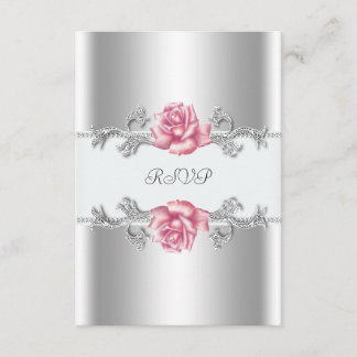 Rosas rosadas plata 25º aniversario de bodas RSVP