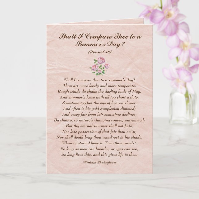 Rosas rosadas, tarjeta de poema de amor William Sh (Orquídea)