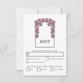 Rosas rosados de luz rusa casan con tarjetas RSVP
