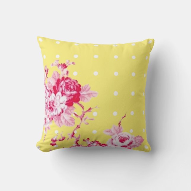Rosas rosados en la almohada amarilla (Anverso)