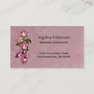 Rosas rosados que casan tarjetas de visita del
