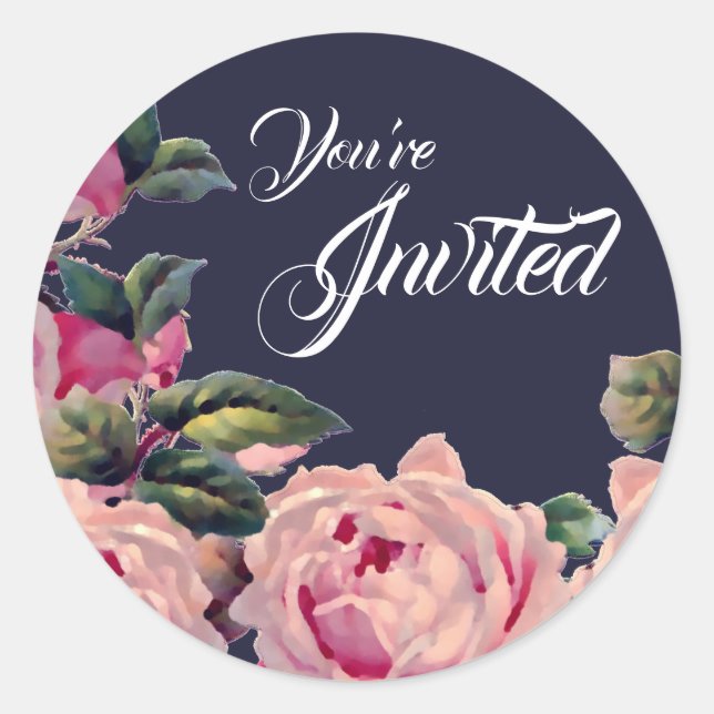 Rosas rosados Sellos para sobres Pegatinas (Anverso)