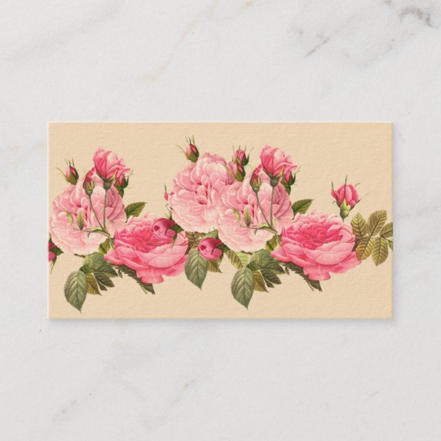 Rosas rosados, vintage, tarjeta de visita femenina (Anverso)
