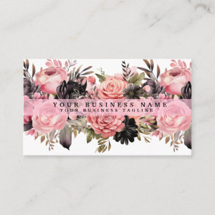 Rosas rosados y negros Flores tarjetas de negocios