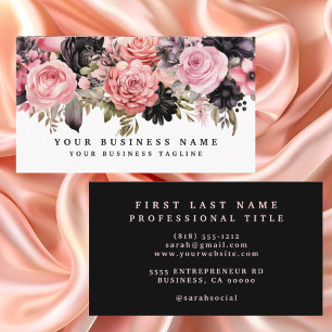 Rosas rosados y negros Flores tarjetas de negocios