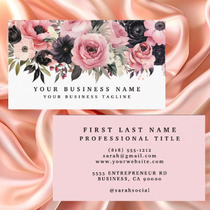 Rosas rosados y negros Flores tarjetas de negocios