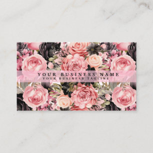 Rosas rosados y negros Flores tarjetas de negocios