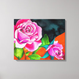 Rosas rosas rosas con arte acuarela contemporáneo 