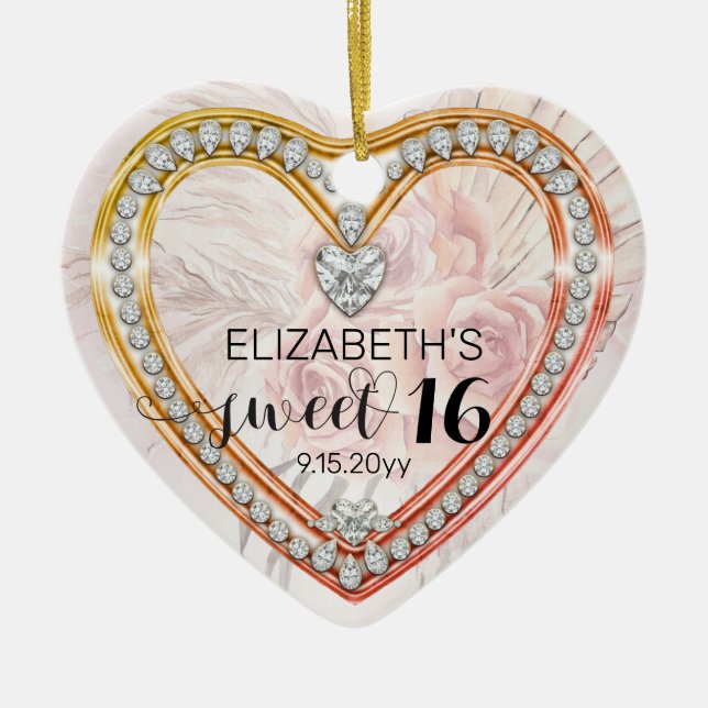 Rosas rosas rosas |Diamantes dulces 16 Ornamento K (Frente)