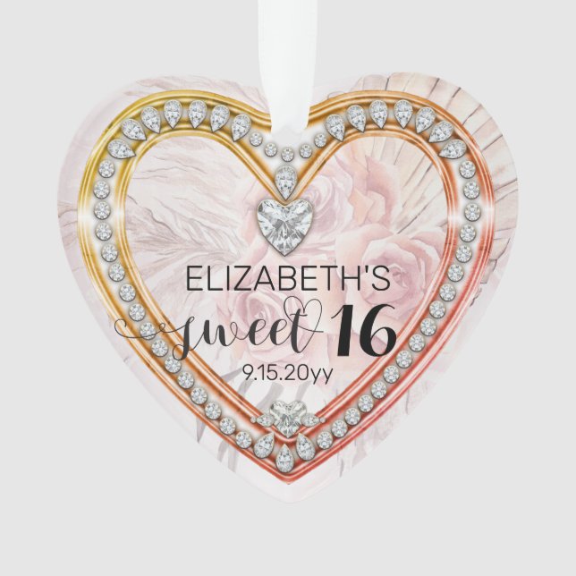 Rosas rosas rosas |Diamantes dulces 16 Ornamento K (Anverso)