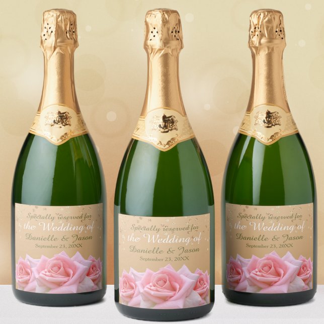 Rosas rosas rosas en la glitzy etiqueta de vino es (Subido por el creador)