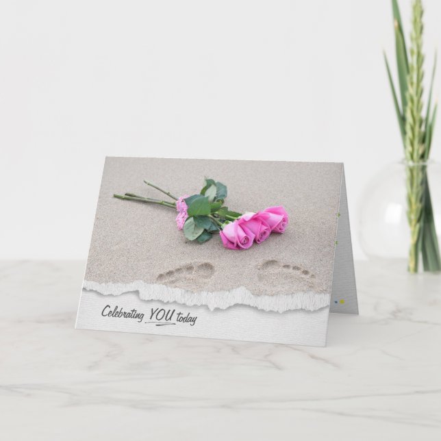 Rosas rosas rosas en la tarjeta de cumpleaños de a (Anverso)