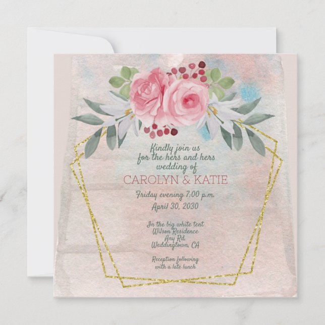 Rosas rosas rosas y oro para lesbianas (Anverso)